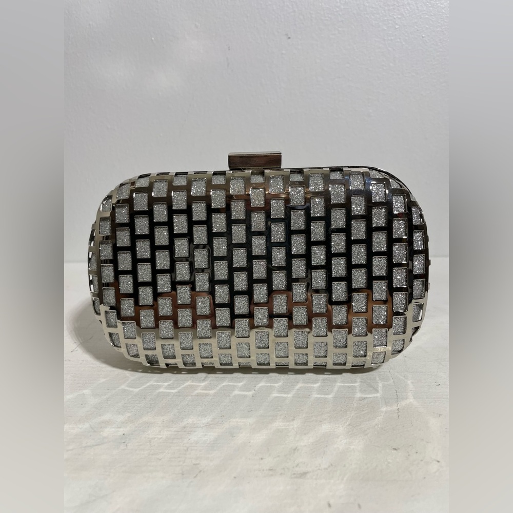 JNB silver metallic evening bag